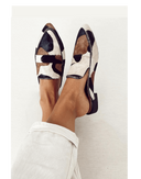 Women's Cow Print Loafers – Pointed Toe Multi-Tone Patchwork Slip On Flat Shoes