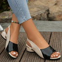 Women's Croc Print Slingback Sandals – Peep Toe Low Block Heel Summer Shoes
