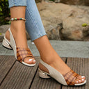 Women's Croc Print Slingback Sandals – Peep Toe Low Block Heel Summer Shoes