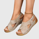 Women's Crossover Wedge Sandals – Open Toe Slip On Slingback Summer Platform