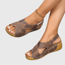 Women's Crossover Wedge Sandals – Open Toe Slip On Slingback Summer Platform