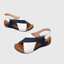 Women's Crossover Wedge Sandals – Open Toe Slip On Slingback Summer Platform