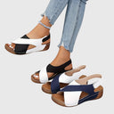 Women's Crossover Wedge Sandals – Open Toe Slip On Slingback Summer Platform