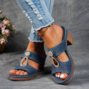 Women's Cutout Block Heel Mule Sandals – Open Toe Slip On Rhinestone Summer