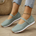 Women's Cutout Perforated Mary Jane Flat – Buckle Strap Round Toe Casual Sneaker