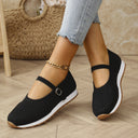 Women's Cutout Perforated Mary Jane Flat – Buckle Strap Round Toe Casual Sneaker