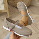 Women's Cutout Perforated Mary Jane Flat – Buckle Strap Round Toe Casual Sneaker