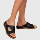 Women's Cutout Slide Sandals – Open Toe Slip On Flat Summer Mule Shoes