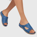 Women's Cutout Slide Sandals – Open Toe Slip On Flat Summer Mule Shoes