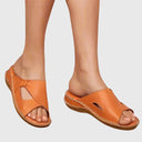 Women's Cutout Slide Sandals – Open Toe Slip On Flat Summer Mule Shoes