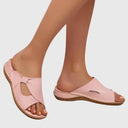 Women's Cutout Slide Sandals – Open Toe Slip On Flat Summer Mule Shoes