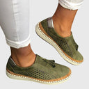 Women's Cutout Tassel Slip On Sneakers – Suede Flat Casual Everyday Loafer