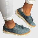 Women's Cutout Tassel Slip On Sneakers – Suede Flat Casual Everyday Loafer