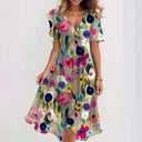 Women's Ditsy Floral Midi – V Neck Flutter Sleeve Tie Waist Wedding Guest Dress