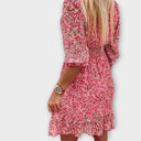 Women's Ditsy Floral Mini – V Neck Puff Sleeve Smocked Waist Summer Party Dress