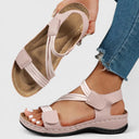 Women's Elastic Strap Wedge Sandals – Open Toe Hook Loop Casual Summer Platform