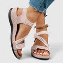 Women's Elastic Strap Wedge Sandals – Open Toe Hook Loop Casual Summer Platform