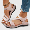Women's Elastic Strap Wedge Sandals – Open Toe Hook Loop Casual Summer Platform