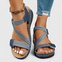 Women's Elastic Strap Wedge Sandals – Open Toe Hook Loop Casual Summer Platform