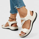 Women's Elastic Strap Wedge Sandals – Open Toe Hook Loop Casual Summer Platform