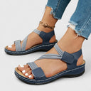 Women's Elastic Strap Wedge Sandals – Open Toe Hook Loop Casual Summer Platform