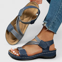 Women's Elastic Strap Wedge Sandals – Open Toe Hook Loop Casual Summer Platform