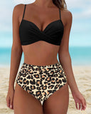Women's Floral Crossover Bikini Set – High Waist Ruched Bottom Swimwear