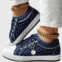 Women's Floral Embroidered Mesh Low Top Sneakers – Lace Up Zip Casual Flatform