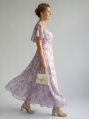 Women's Floral Flutter Sleeve Maxi – Ruched Sweetheart Bodice Wedding Dress