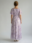 Women's Floral Flutter Sleeve Maxi – Ruched Sweetheart Bodice Wedding Dress