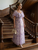Women's Floral Flutter Sleeve Maxi – Ruched Sweetheart Bodice Wedding Dress