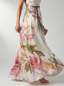 Women's Floral Halter Maxi Dress – Twisted Neck Sleeveless A-Line Wedding Guest