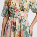 Women's Floral Maxi Dress – Cold Shoulder Puff Sleeve V Neck Wedding Guest
