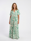 Women's Floral Maxi Dress – Short Sleeve V Neck Tiered Summer Beach