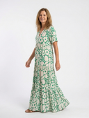 Women's Floral Maxi Dress – Short Sleeve V Neck Tiered Summer Beach
