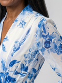 Women's Floral Maxi Wrap – Long Sheer Sleeve Tie Waist Wedding Guest Dress