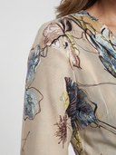 Women's Floral Maxi Wrap – Three Quarter Sleeve Satin Waistband Dress