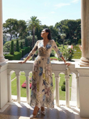 Women's Floral Maxi Wrap – Three Quarter Sleeve Satin Waistband Dress