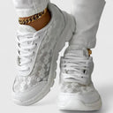 Women's Floral Mesh Chunky Sneaker – Lace Up Low Top See Through Platform Trainer