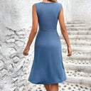 Women's Floral Midi Dress – V Neck Sleeveless Twist Front Asymmetric Hem Summer