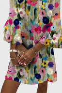 Women's Floral Mini Dress – V Neck Ruffle Bell Sleeve Summer Garden Party Dress