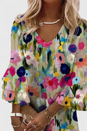Women's Floral Mini Dress – V Neck Ruffle Bell Sleeve Summer Garden Party Dress
