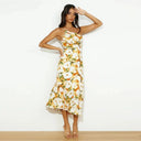 Women's Floral One Shoulder Midi Dress – Ruched Asymmetric Wedding Guest Summer