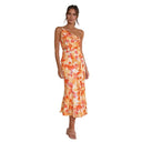 Women's Floral One Shoulder Midi Dress – Ruched Asymmetric Wedding Guest Summer