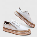 Women's Floral Print Low Top Platform Sneakers – Lace Up Zip Espadrille Flatform