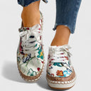 Women's Floral Print Low Top Platform Sneakers – Lace Up Zip Espadrille Flatform