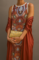 Women's Floral Print Maxi Dress – Round Neck Sleeveless Two Piece Coat Set