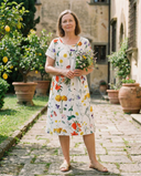 Women's Floral Print Midi Dress – V Neck Short Sleeve Tiered Garden Party Summer