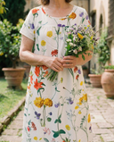Women's Floral Print Midi Dress – V Neck Short Sleeve Tiered Garden Party Summer