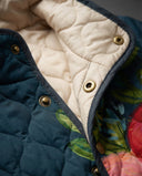 Women's Floral Print Quilted Jacket – Stand Collar Long Sleeve Snap Button Spring Coat